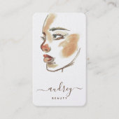 Carte De Visite Style Beauté aquarelle Illustration Script (Devant)