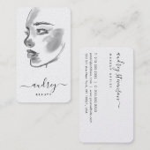 Carte De Visite Style Beauté noir blanc Aquarelle Script (Devant / Derrière)