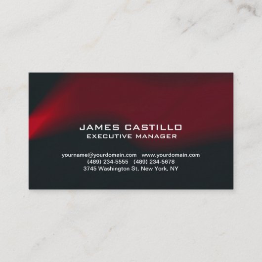 Carte De Visite Style Black Red Waves Moderne Professionnel (Devant)