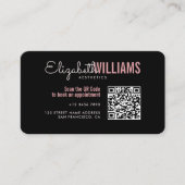 Carte De Visite Style Black & Rose Beauté Esthétique Loyauté & (Devant)