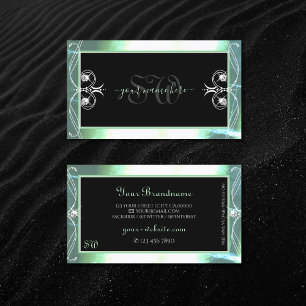Carte De Visite Style Black Turquoise Étincelant Bijoux Monogramme