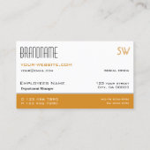 Carte De Visite Style blanc et orange simple avec Monogramme (Dos)