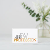 Carte De Visite Style blanc et orange simple avec Monogramme (Debout devant)