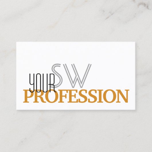 Carte De Visite Style blanc et orange simple avec Monogramme (Devant)