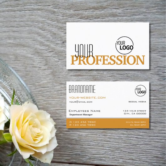 Carte De Visite Style Blanc et Orange Simple Moderne avec logo