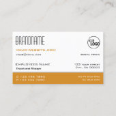 Carte De Visite Style Blanc et Orange Simple Moderne avec logo (Dos)