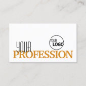 Carte De Visite Style Blanc et Orange Simple Moderne avec logo (Devant)