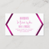 Carte De Visite Style blanc géométrique avec rose chatoyant élégan (Dos)