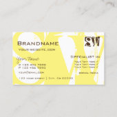 Carte De Visite Style blanc jaune et Brown chic avec initiales (Dos)