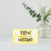 Carte De Visite Style blanc jaune et Brown chic avec initiales (Debout devant)
