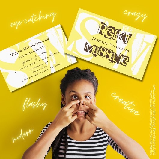 Carte De Visite Style blanc jaune et Brown chic avec Monogramme