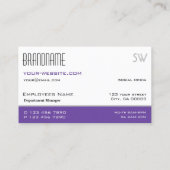Carte De Visite Style blanc violet noir simple avec Monogramme (Dos)