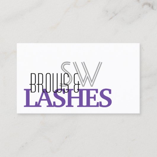 Carte De Visite Style blanc violet noir simple avec Monogramme (Devant)