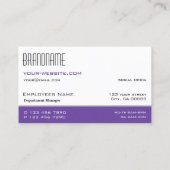 Carte De Visite Style blanc violet noir simple et professionnel (Dos)