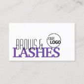 Carte De Visite Style blanc violet simple avec logo et photo (Devant)