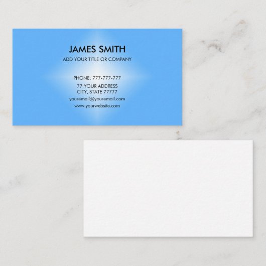 Carte De Visite Style Bleu & Blanc Diamant Gradient Personnalisabl (Devant / Derrière)