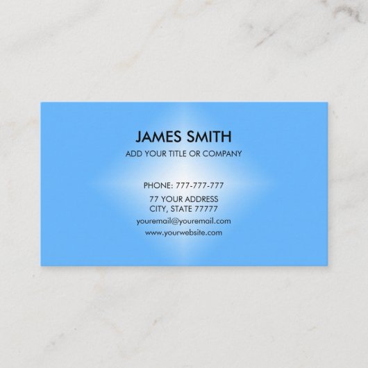 Carte De Visite Style Bleu & Blanc Diamant Gradient Personnalisabl (Devant)