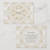 Carte De Visite Style Boho Blanc Or Mandala Floral (Devant / Derrière)