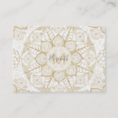 Carte De Visite Style Boho Blanc Or Mandala Floral (Devant)