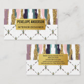 Carte De Visite Style Boho | Plumes modernes Motifs Abstraits (Devant / Derrière)