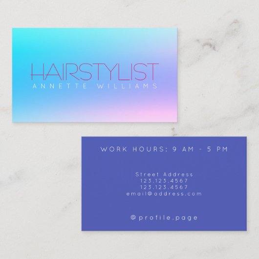 Carte De Visite Style brillant bleu de gradient (Devant / Derrière)