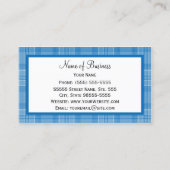 Carte De Visite Style Campagne Plaid Motif Avec Bow Bleu Fille (Dos)