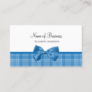 Carte De Visite Style Campagne Plaid Motif Avec Bow Bleu Fille