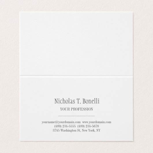 Carte De Visite Style classique blanc élégant sobre (Extérieur déplié)