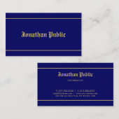 Carte De Visite Style classique Police Texte élégant Marine Bleu O (Devant / Derrière)