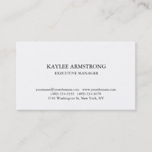 Carte De Visite Style classique simple blanc professionnel