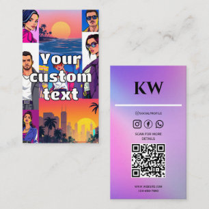 Carte De Visite Style comique coloré   Photo et texte personnalisa