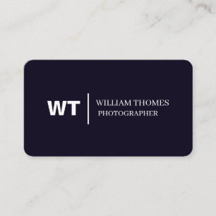 Carte De Visite Style Commercial Monogramme Minimal Bleu Marine