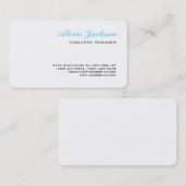 Carte De Visite Style contemporain élégant Noir Bleu Blanc (Devant / Derrière)