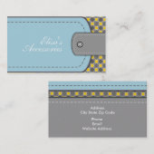 Carte De Visite Style cuir bleu et jaune motif moderne (Devant / Derrière)