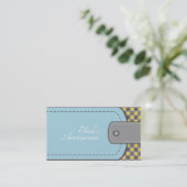 Carte De Visite Style cuir bleu et jaune motif moderne (Debout devant)