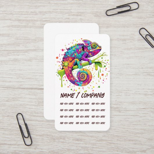 Carte De Visite Style d'aquarelle des teintures Chameleon (Devant/Arrière en situation)