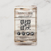 Carte De Visite Style de bois naturel - Social Media QR Code (Devant)