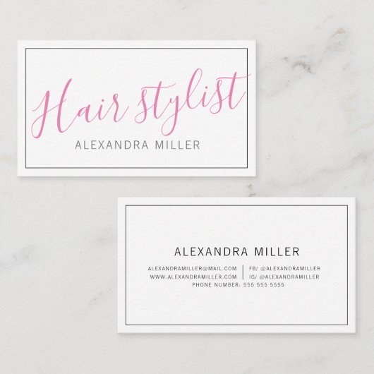 Carte De Visite Style de cheveux de script moderne simple (Devant / Derrière)