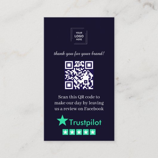 Carte De Visite Style de commentaires clients Trustpilot QR (Devant)