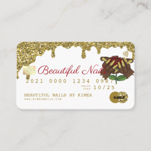 Carte De Visite Style de crédit de Parties scintillant Gold du te