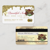 Carte De Visite Style de crédit de Parties scintillant Gold du tec (Devant / Derrière)