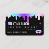 Carte De Visite Style de crédit du logo holographique violet et ro (Devant)