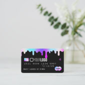 Carte De Visite Style de crédit du logo holographique violet et ro (Debout devant)