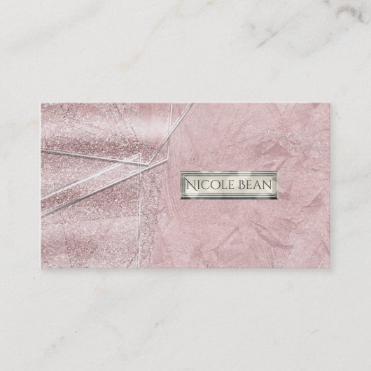 Carte De Visite Style de design de verre en cristal rose Shimmer (Devant)