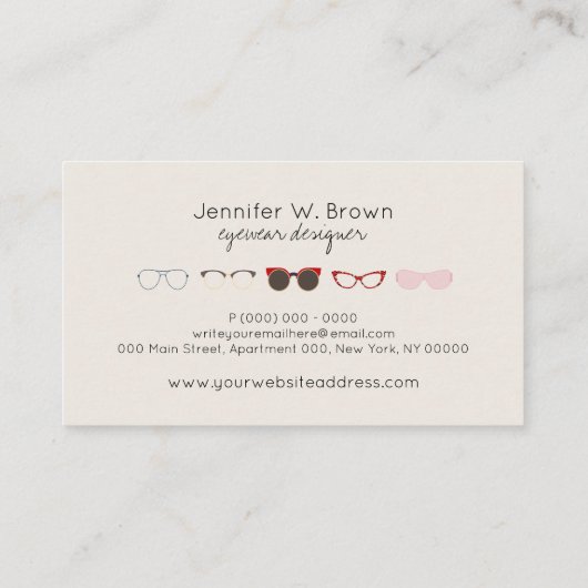 Carte De Visite Style de lunettes de forme à la mode (Dos)