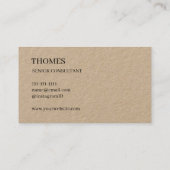 Carte De Visite Style de marque rustique Kraft minimal élégant (Dos)