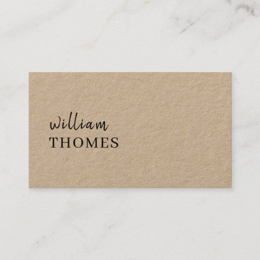 Carte De Visite Style de marque rustique Kraft minimal élégant (Devant)