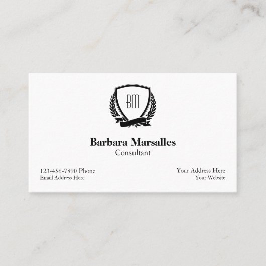 Carte De Visite Style de monogramme de direction chic (Devant)