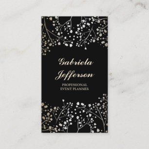 Carte De Visite Style de noir du souffle du bébé d'or élégant