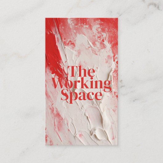 Carte De Visite Style de peinture Impasto blanc rouge (Devant)